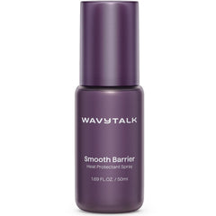 Wavytalk Smooth Barrier spray bottle close-up highlighting lightweight heat protection for all hair types.
