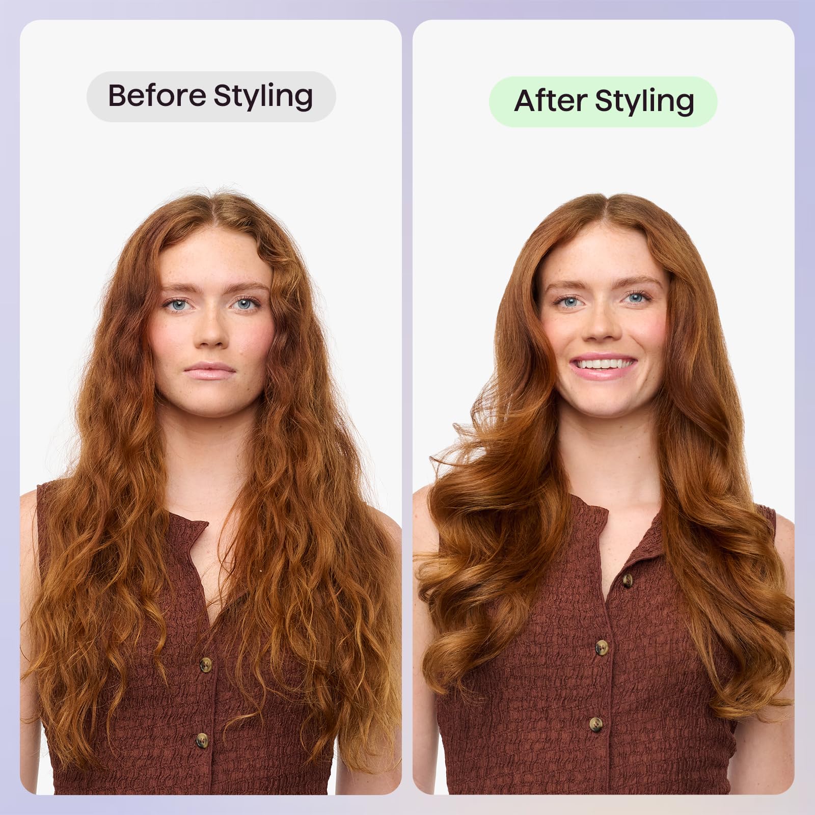 Wavytalk Smooth Barrier mid-lengths application shows even distribution and moisture lock to combat frizz.