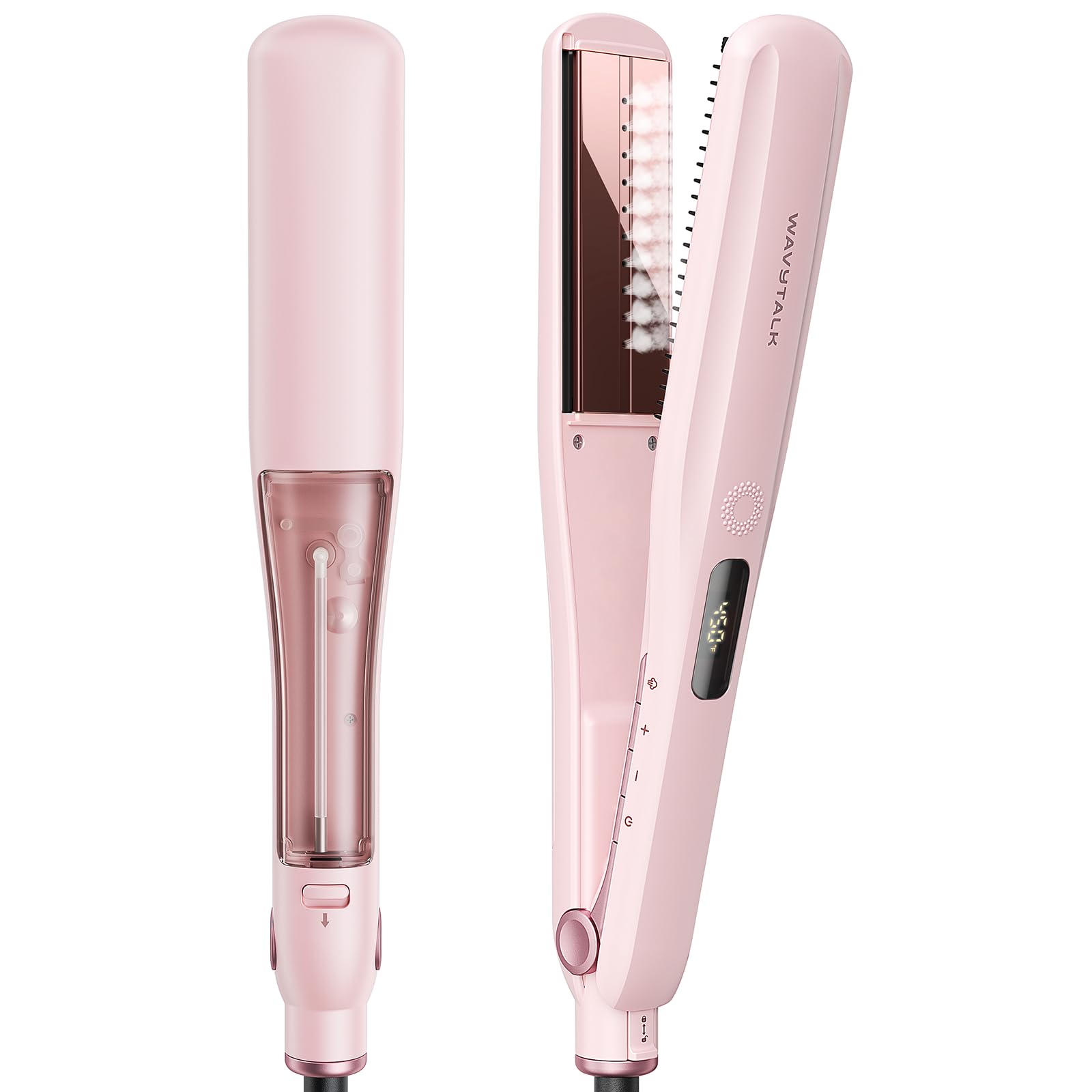 Wavytalk Steam Sesh straightener in pink delivers smoother results with one-pass steam styling.