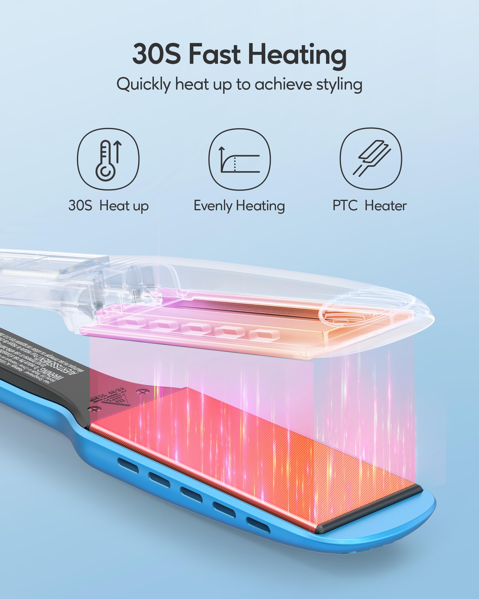 Wavytalk straightener blue handling damp hair with quick heat-up