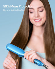 Wavytalk blue straightener digital display shows adjustable heat setting