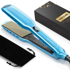 Wavytalk hair straightener blue full view for versatile wet-to-dry styling