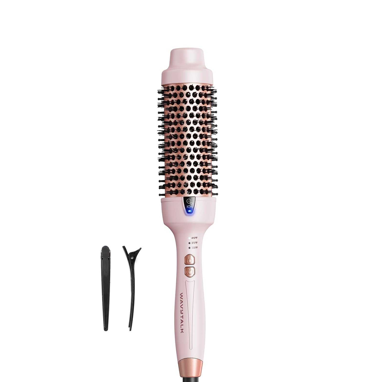 Wavytalk Thermal Brush barrel closeup highlighting ceramic heat for smooth, frizz-free finish