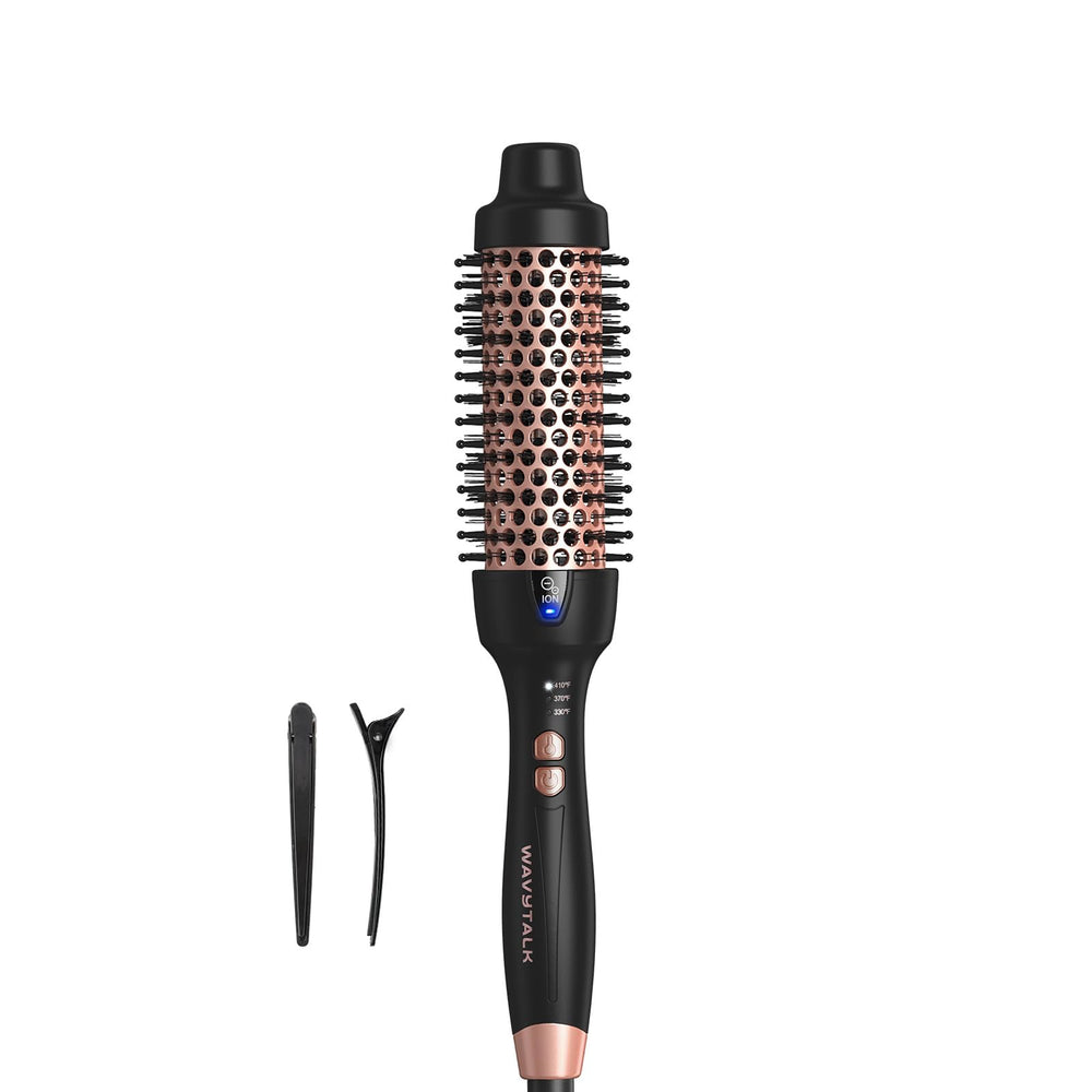 Wavytalk thermal brush barrel close-up showing even heat distribution for smooth hair