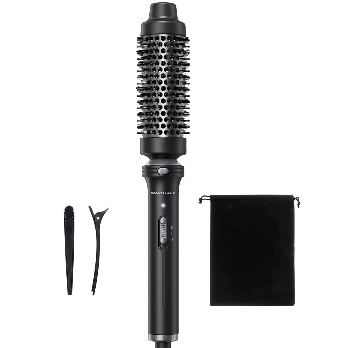 Wavytalk Thermal Brush barrel glides for quick, voluminous curls.