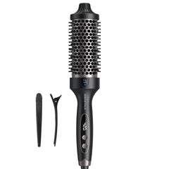 Wavytalk Thermal Brush Blowout Boost Grande front view showing dual-voltage design for travel styling.