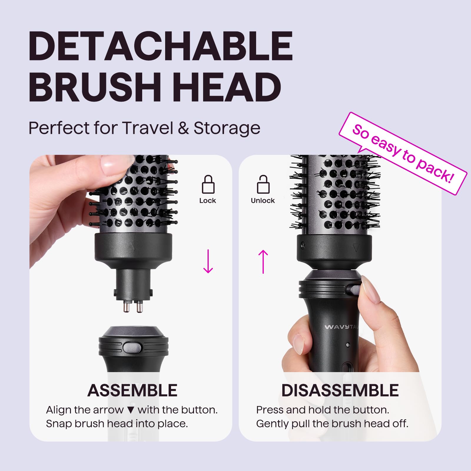 Wavytalk Thermal Brush dual voltage works worldwide for travel styling.