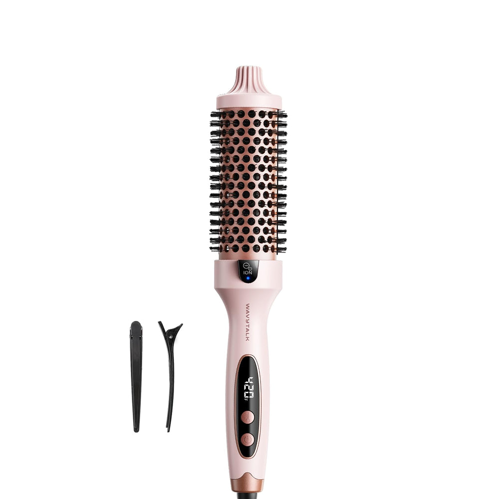 Wavytalk Thermal Brush pink handle for quick at-home blowouts.