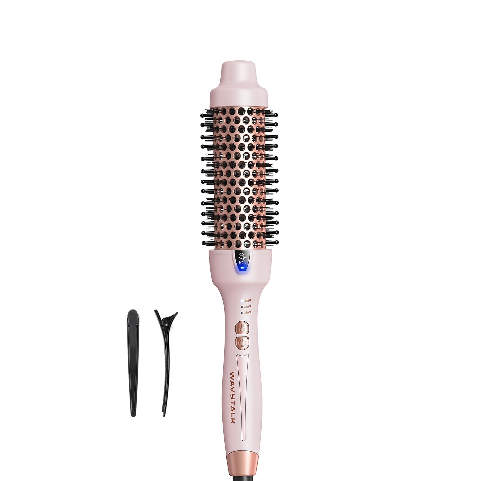Wavytalk thermal brush side view shows even heat for a smooth, frizz-free finish.