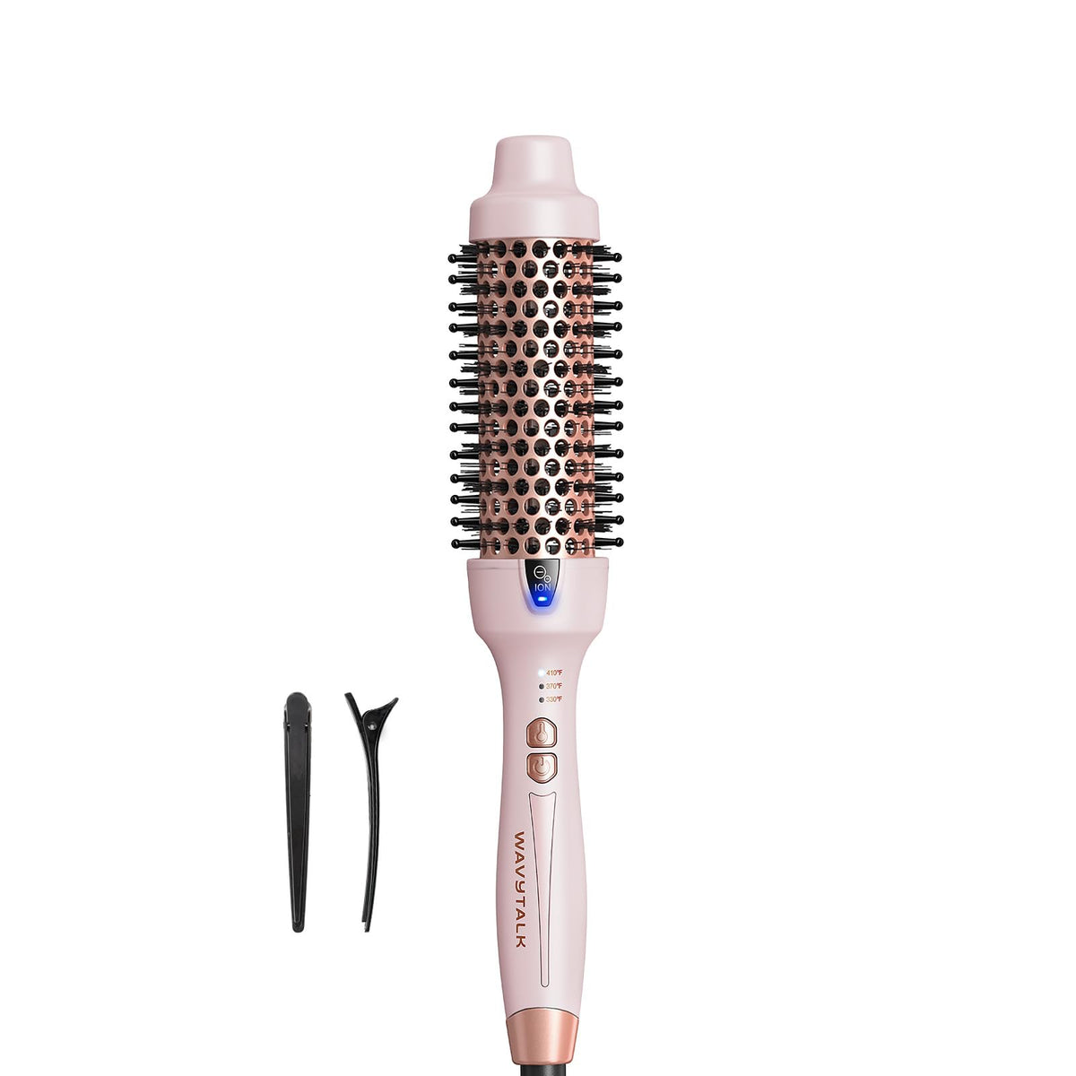Wavytalk thermal brush side view shows even heat for a smooth, frizz-free finish.