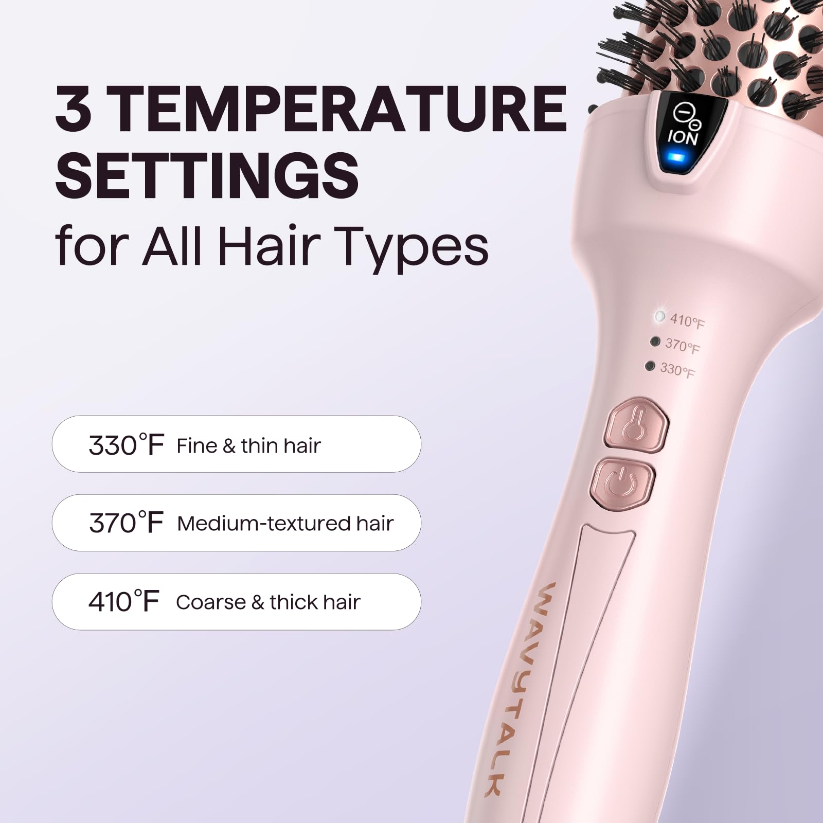 Wavytalk thermal brush travel-ready design signals universal voltage for trips.