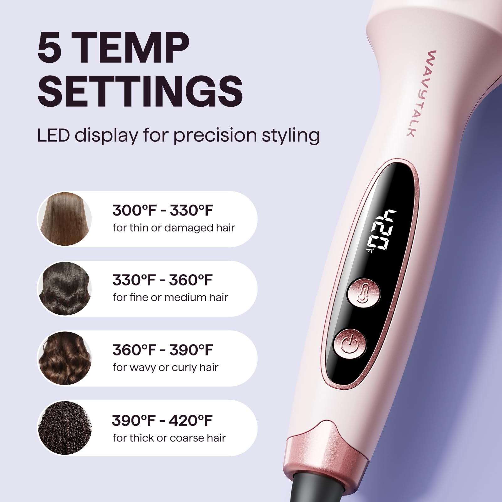 Wavytalk Thermal Brush with dual heaters speeds up styling and curling.