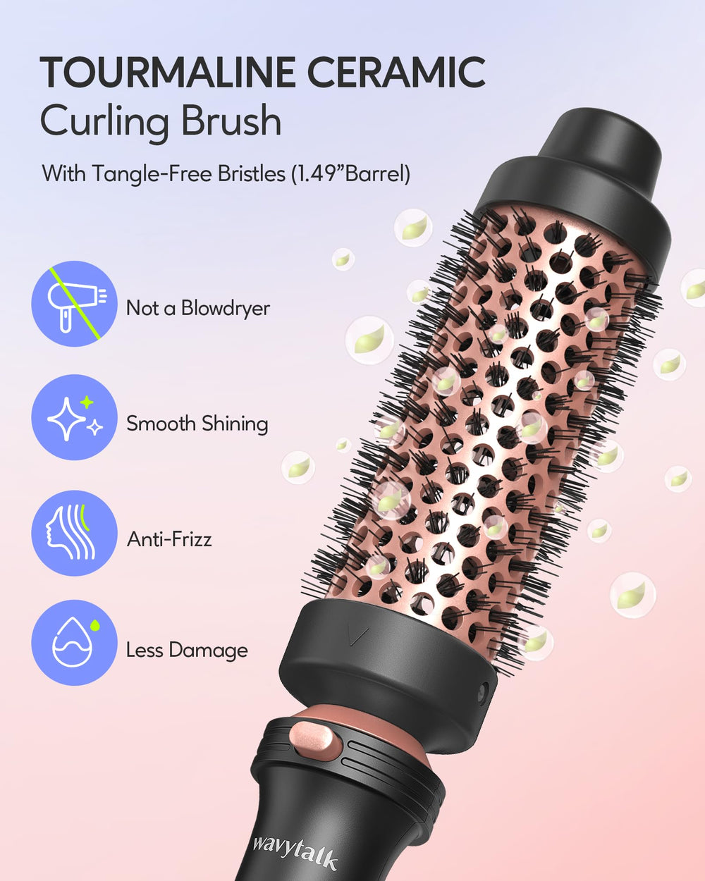 Wavytalk thermal round brush 1.5-inch helps wrap hair smoothly.