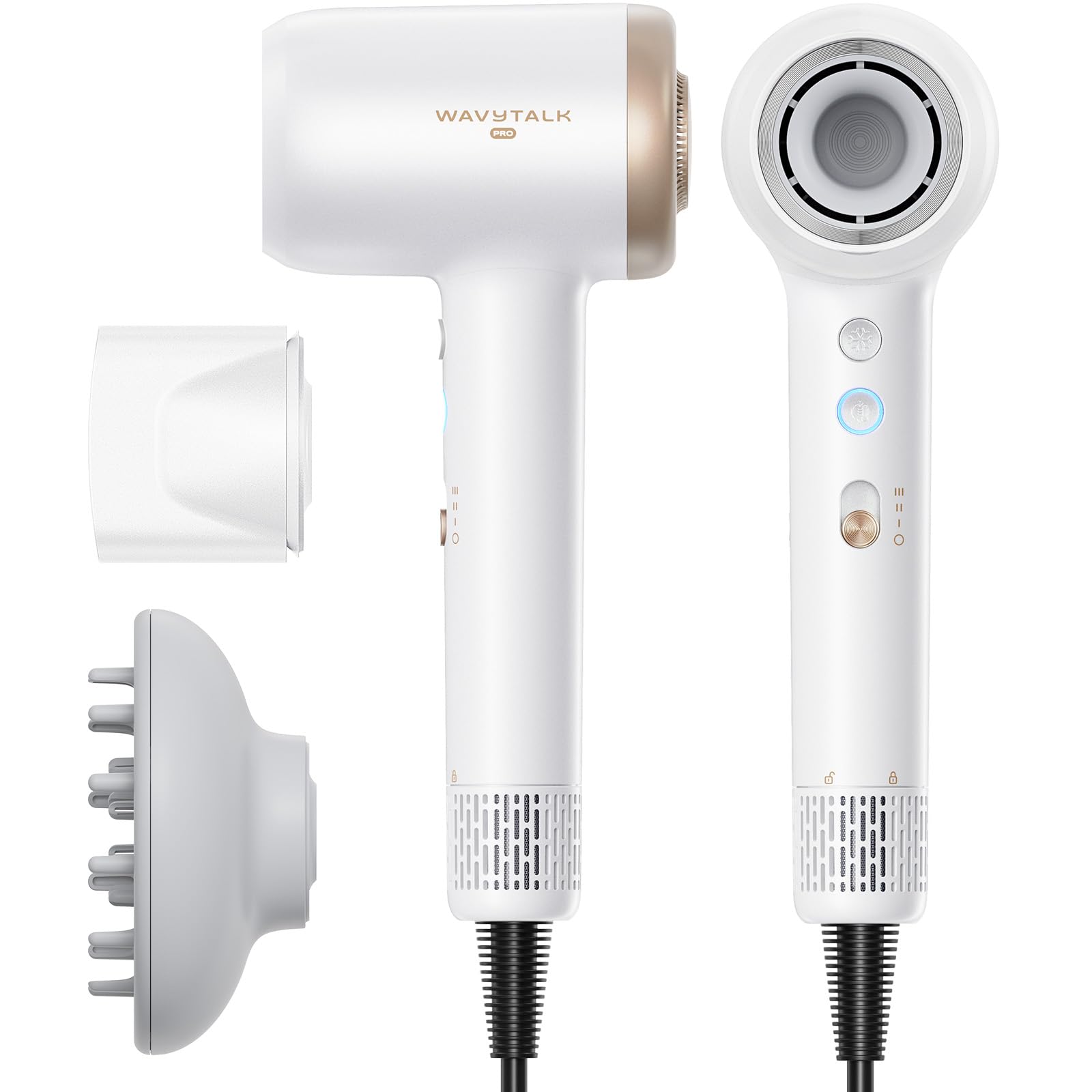 Wavytalk Turblow Pro in-use image shows rapid drying for salon-quality results.