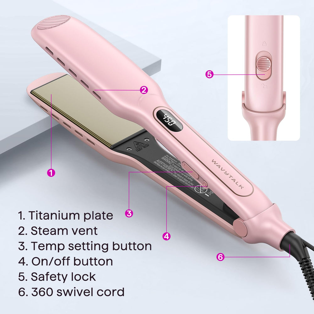 Wavytalk Wet to Straight pink iron with hard-wearing housing