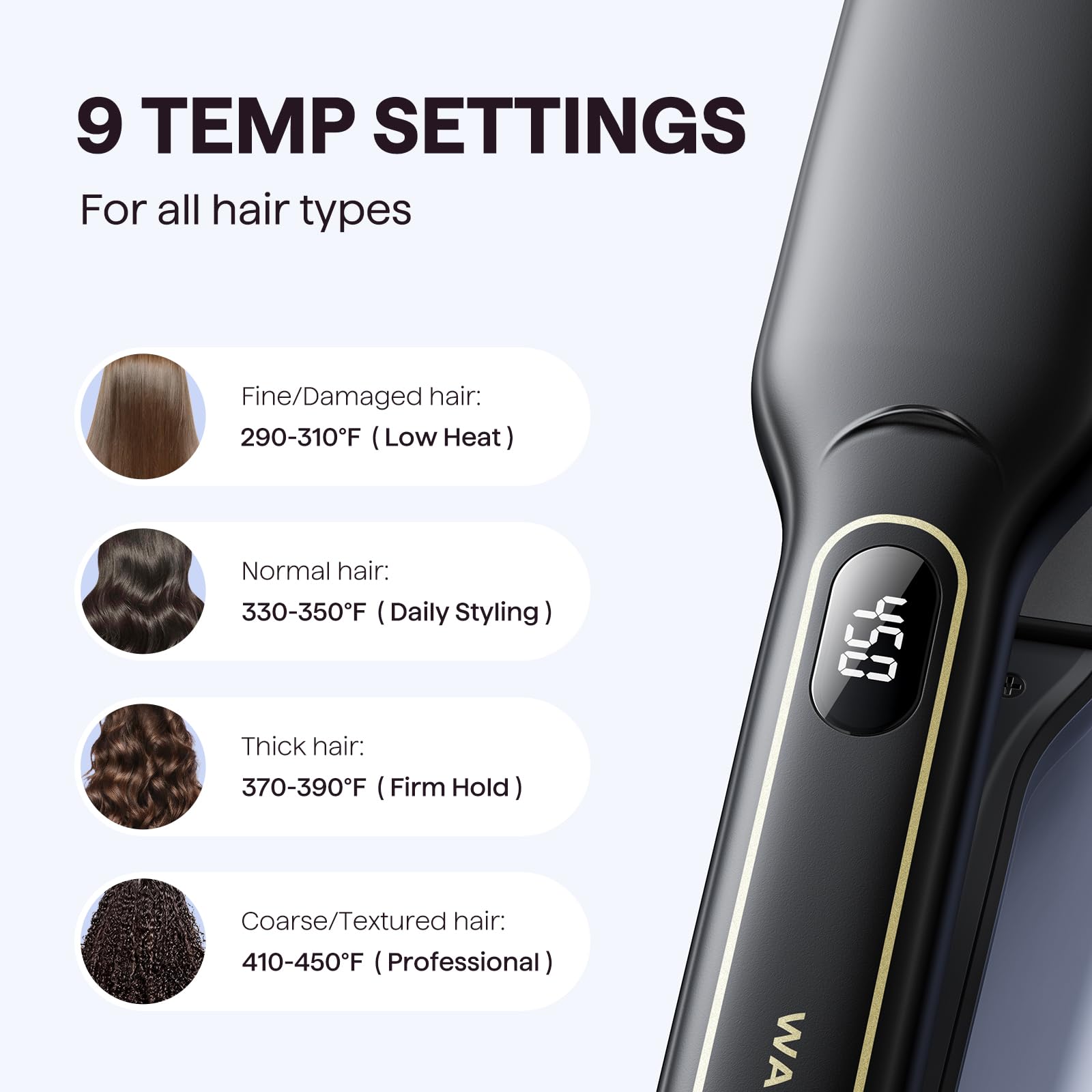Wavytalk wet-to-straight-iron-8-ft-swivel-cord shows flexible styling at home or salon.