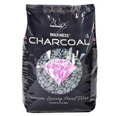 Wax Necessities charcoal hard wax packaging signals premium salon-grade quality
