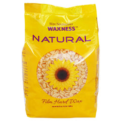 Wax Necessities hard wax beads natural packaging closeup highlights sturdy bag for long-term storage.