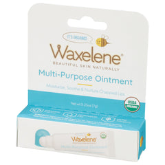 Waxelene lip-tube application demonstrates easy, mess-free moisturizing on lips.
