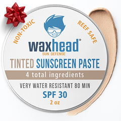 Waxhead tinted zinc oxide sunscreen tin ready for travel and reef-safe beach days