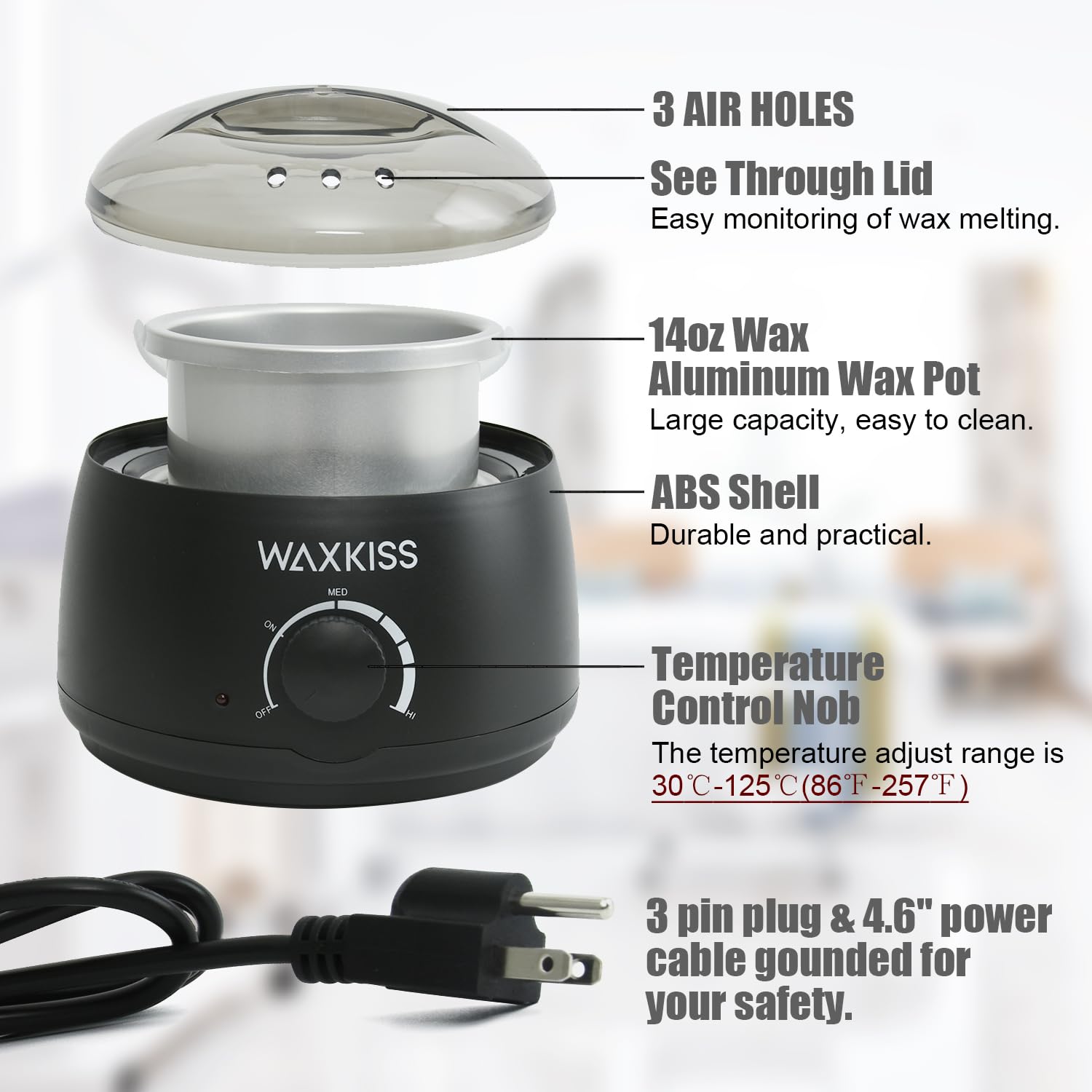 Waxkiss 14Oz wax warmer see-through lid enables easy monitoring during melting, convenient