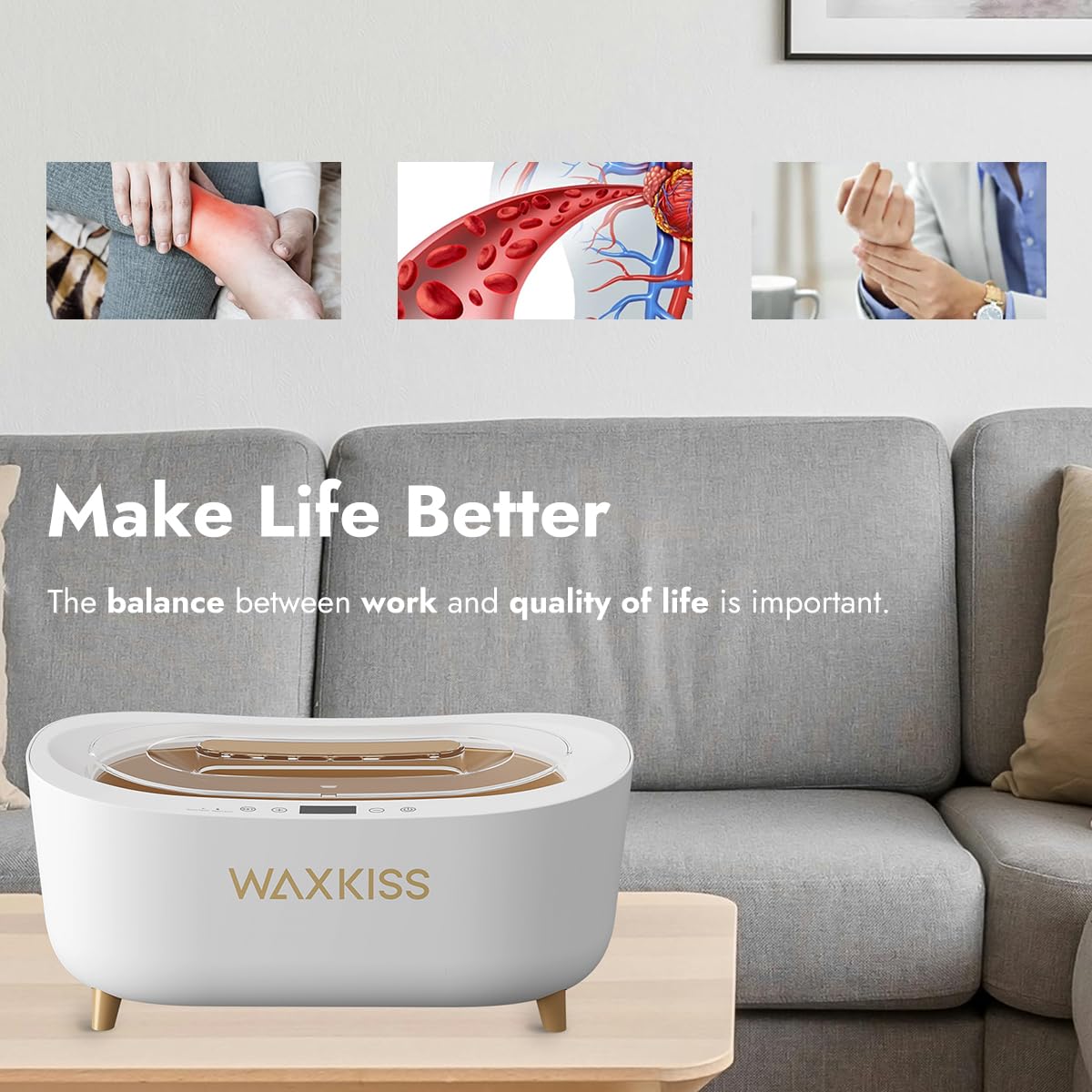 Waxkiss paraffin wax machine delivering even heat to soften skin and support relaxation.