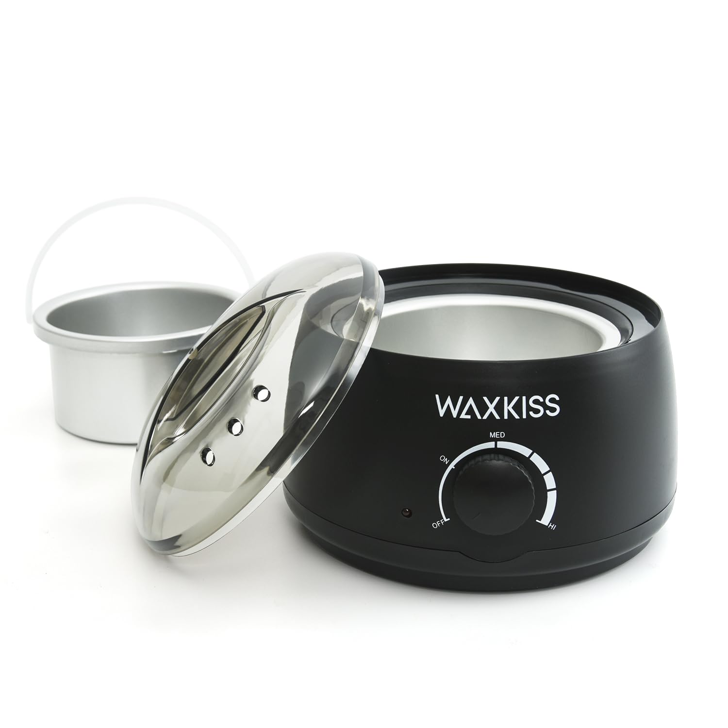Waxkiss wax warmer in use at a spa or home waxing session