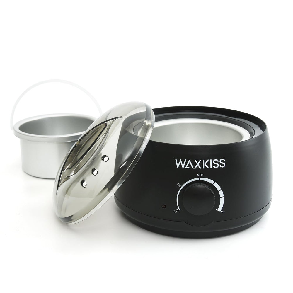 Waxkiss wax warmer in use at a spa or home waxing session