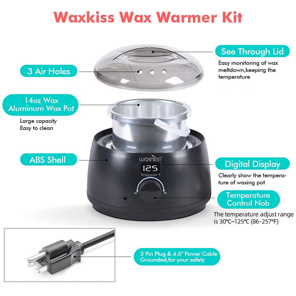 waxkiss wax warmer removable non-stick pot simplifies cleanup after use