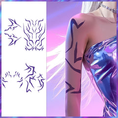Waxkure anime purple tattoos on arm, adds fantasy cosplay aesthetic