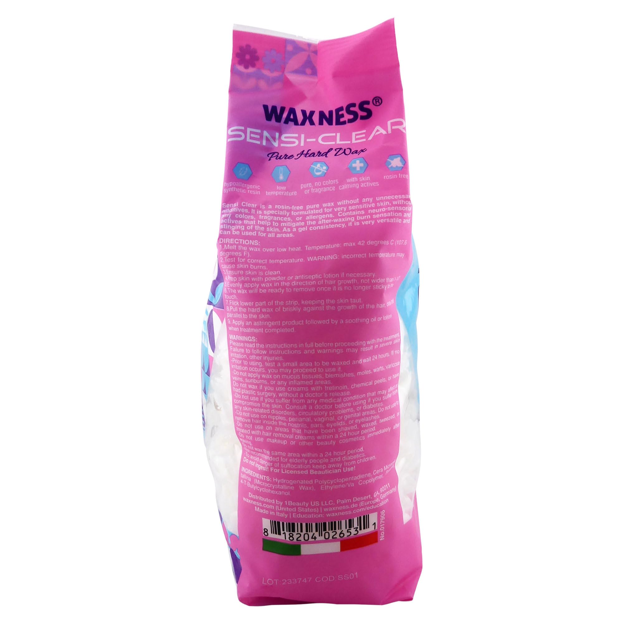 Waxness Sensi Clear jar with pre-melted wax highlights skin calming actives