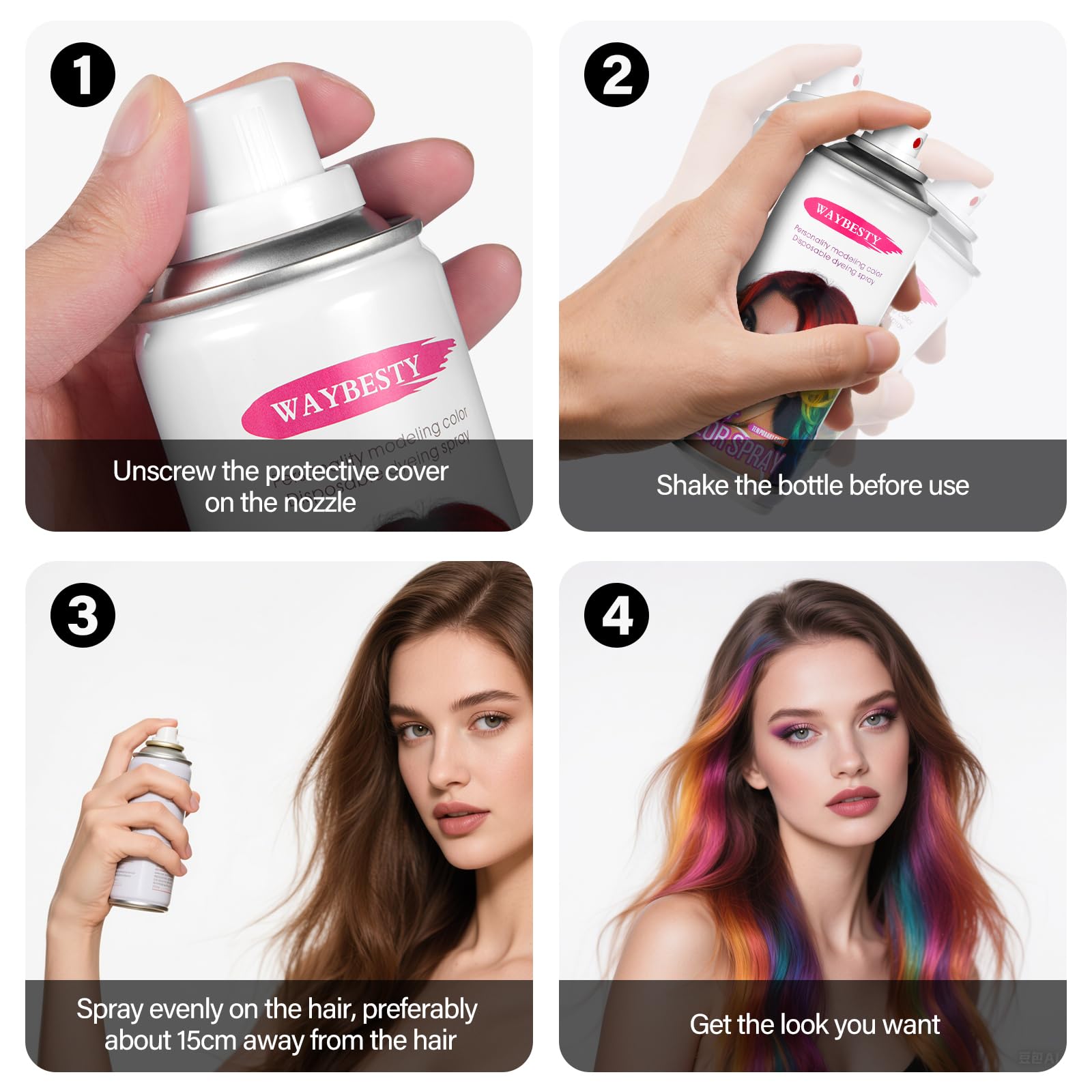 Waybesty easy-application pink spray showing quick dry time