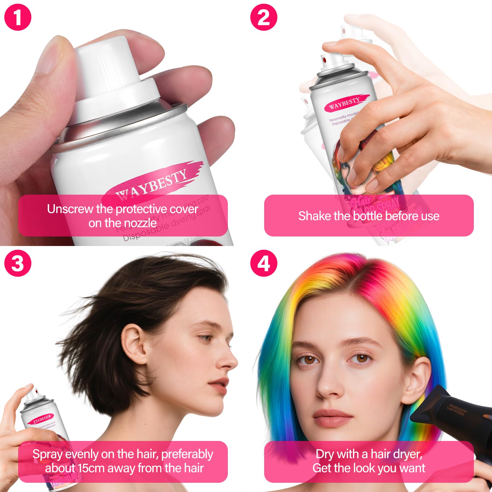 Waybesty color washes out with water or shampoo easily.