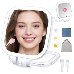 Wayleeos travel makeup mirror with 10x magnification for precise brows and eyeliner checks.