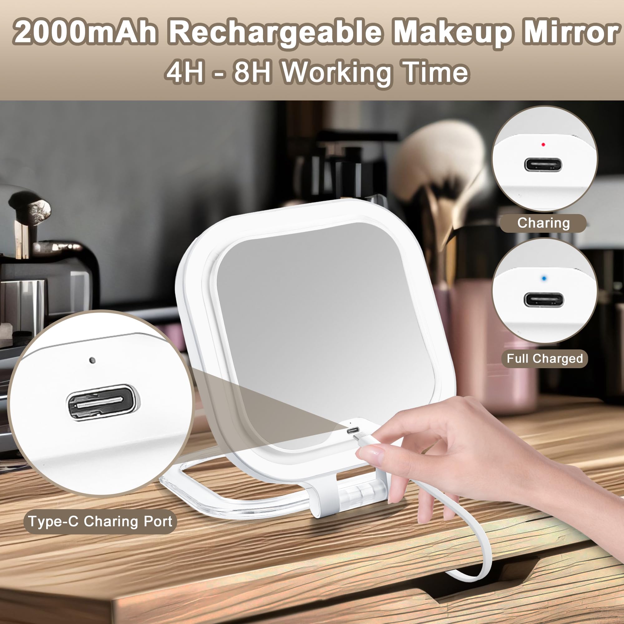 Wayleeos touch-control mirror with memory function keeps brightness settings.