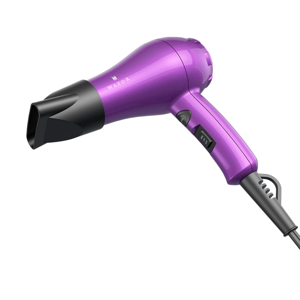 Wazor mini hair dryer featuring ALCI safety plug for family safety.