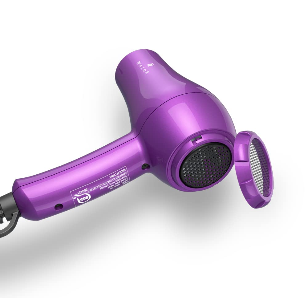 Wazor mini hair dryer ceramic ionic tech reduces static and frizz.
