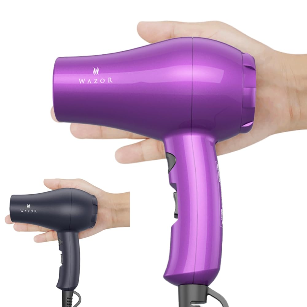 Wazor mini hair dryer compact-size for travel and RV use.