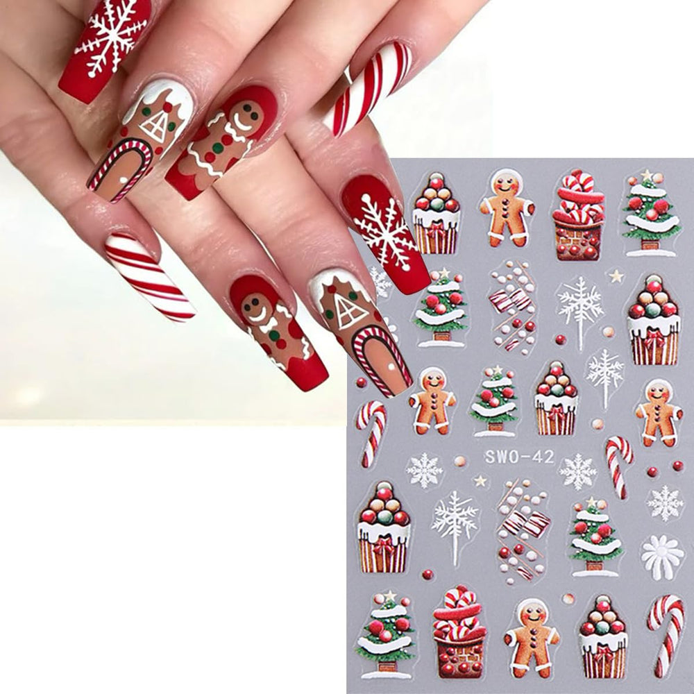 WBRRFJJ Christmas 5D stickers application guide—simple self-adhesive nails you can apply quickly.