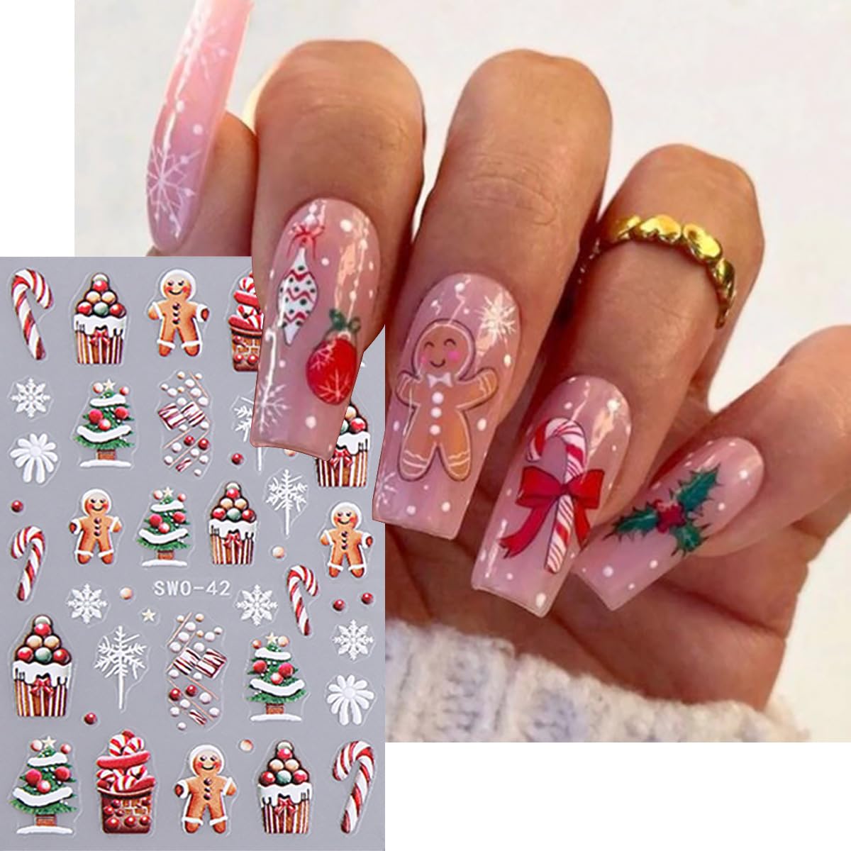 WBRRFJJ Christmas 5D elk decals—unique embellishments for winter nail art.