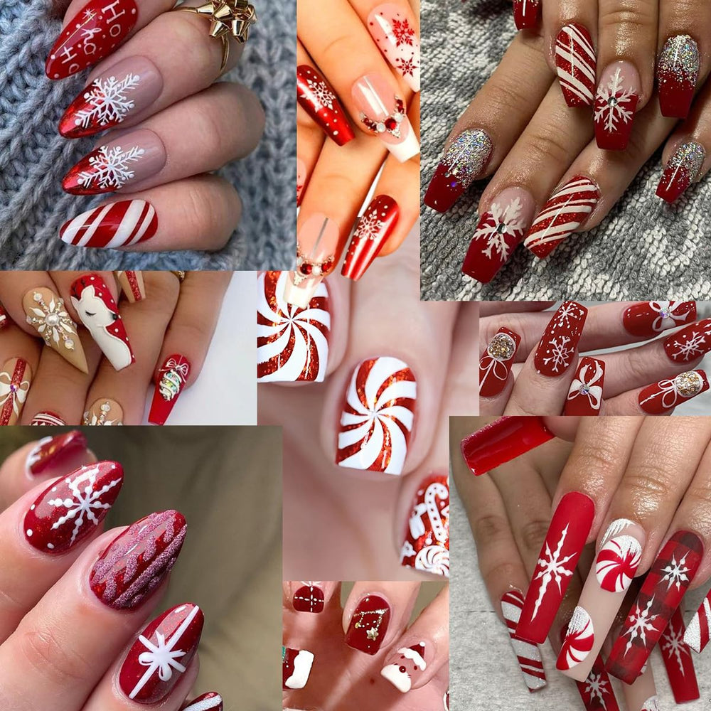 WBRRFJJ Christmas 5D Santa Claus decals—glittery accents for party-ready nails.
