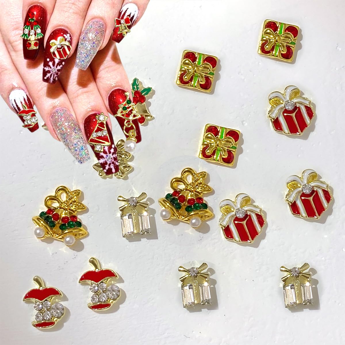 WBRRFJJ christmas-nail-charms bell-gems add charm and shine.