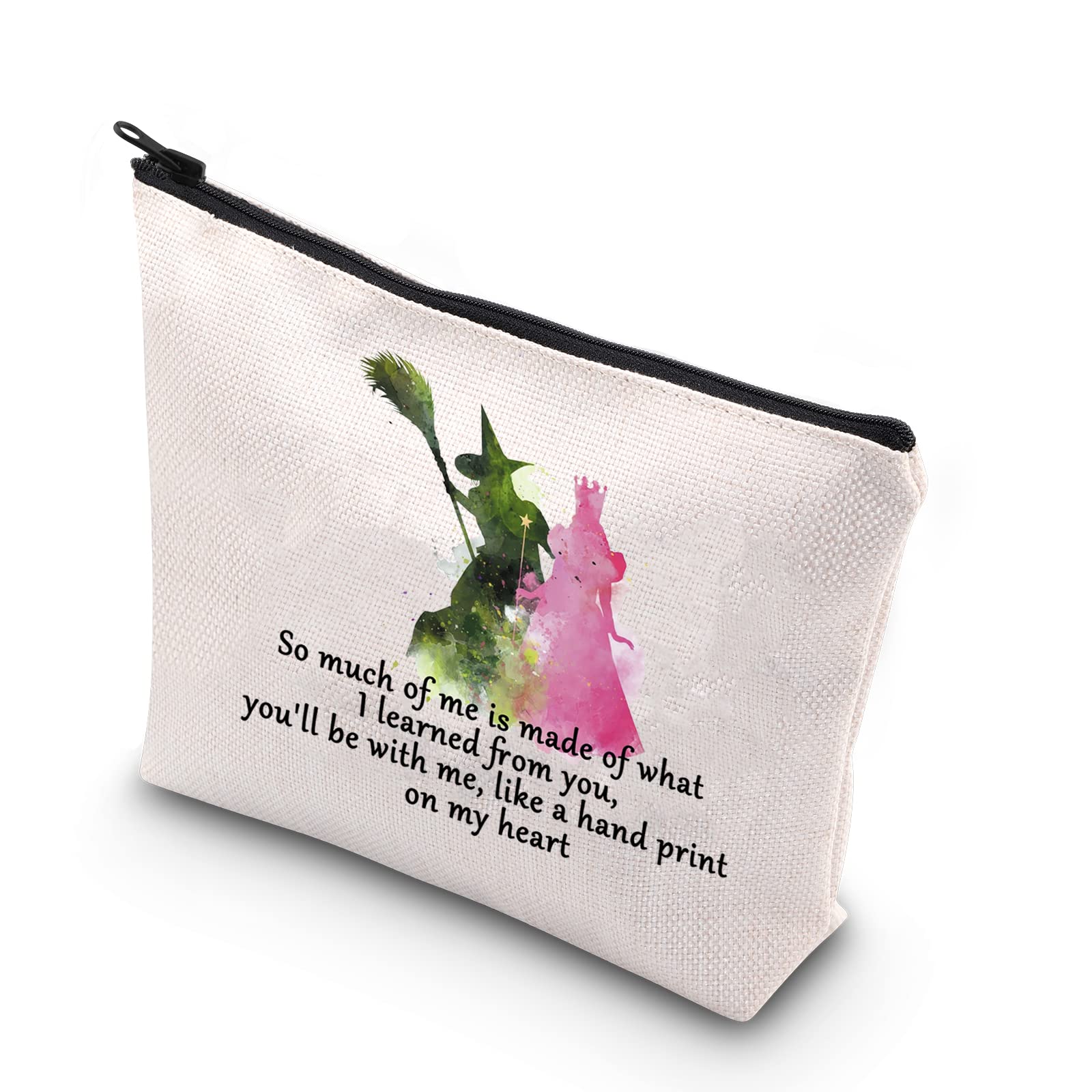WCGXKO Musical Makeup Bag front marble print for stylish everyday organization.
