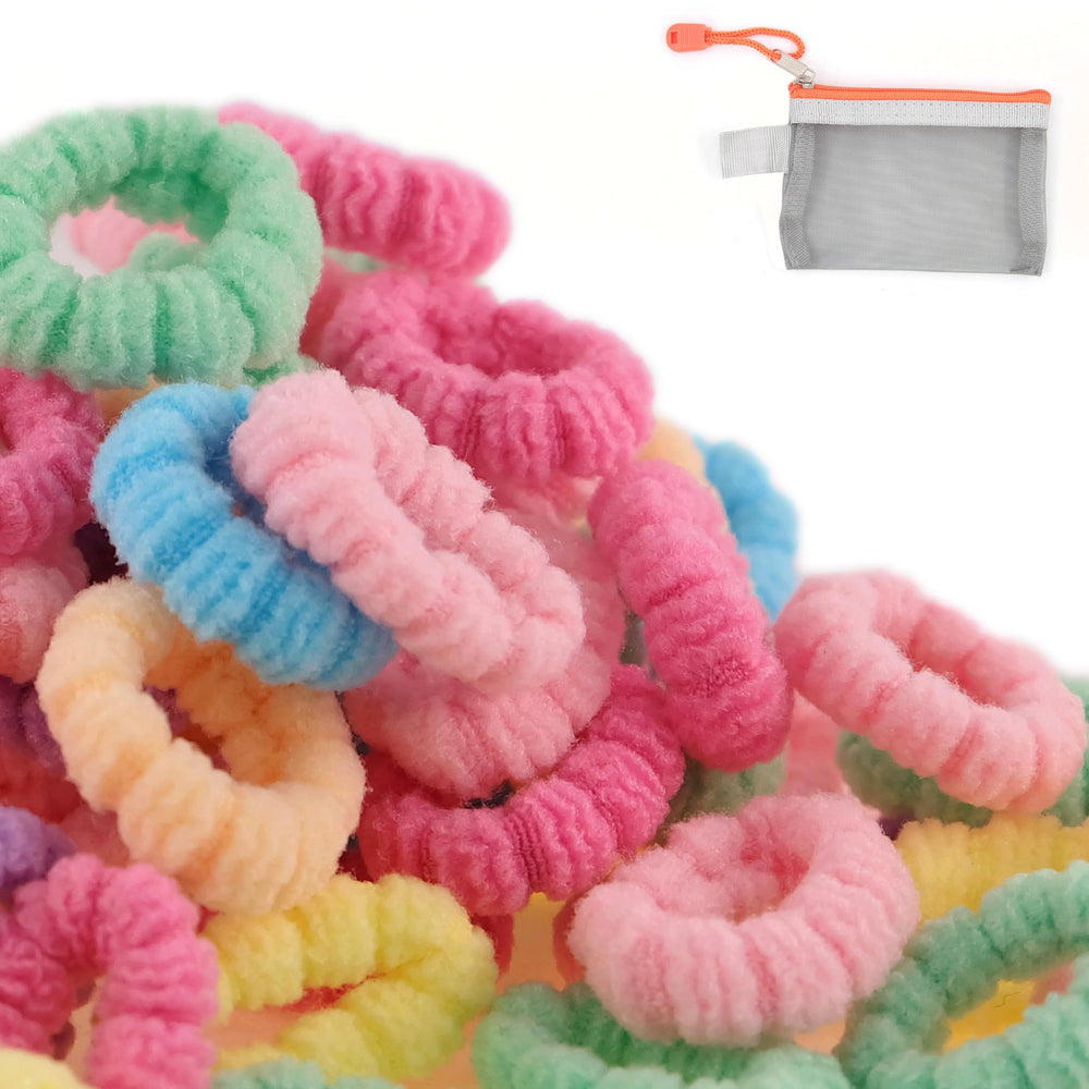 WDGROW mini hair ties packaging shows 200-piece cotton set for gentle toddler styling.