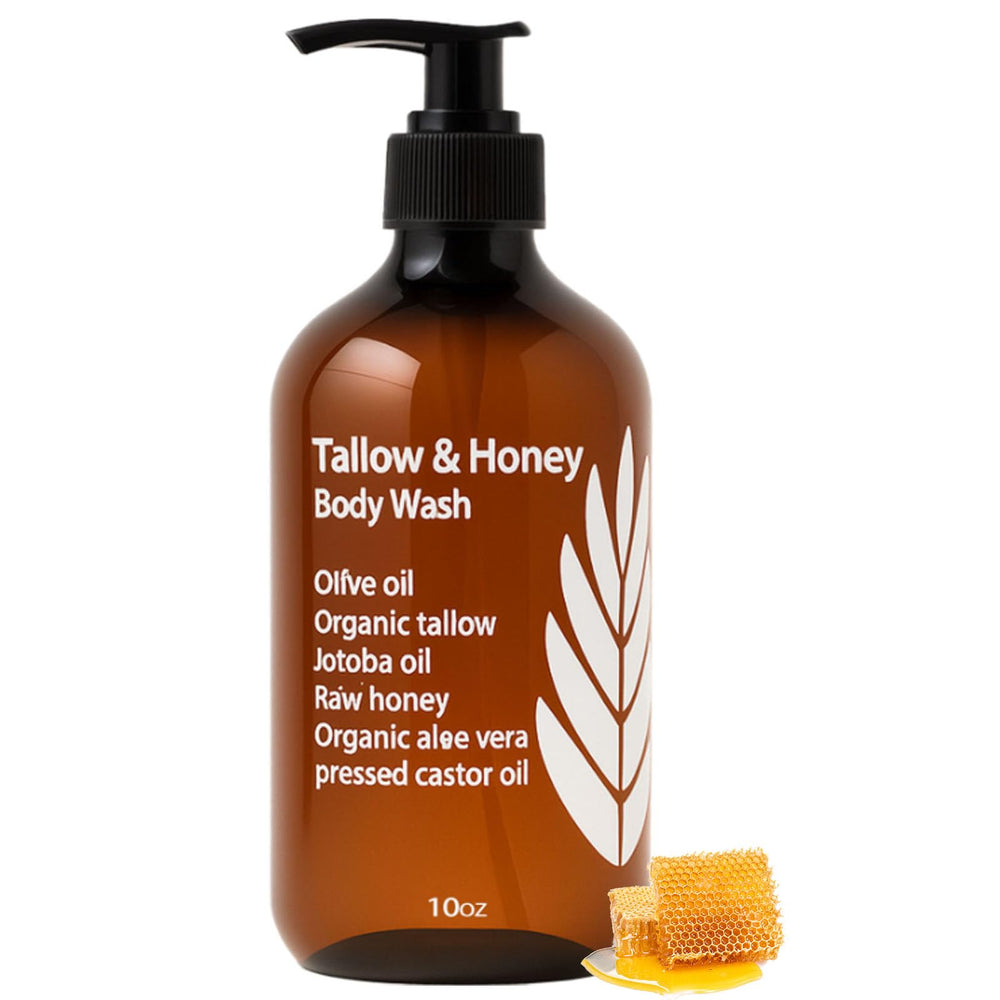 WDVNEX Tallow and Honey Body Wash bottle with creamy lather for everyday cleansing.