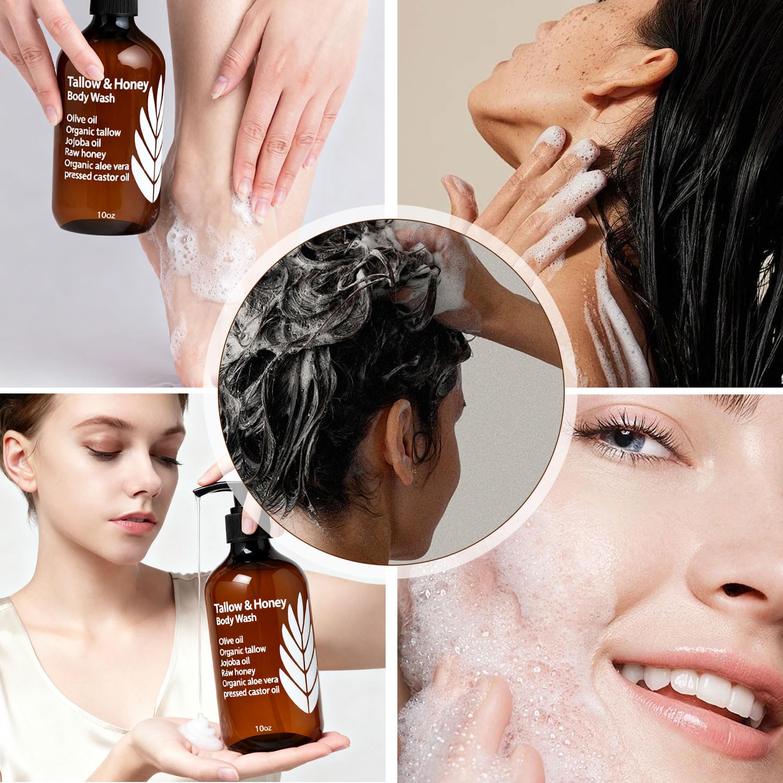 WDVNEX Tallow and Honey Body Wash foam shows rich lather for easy rinse.