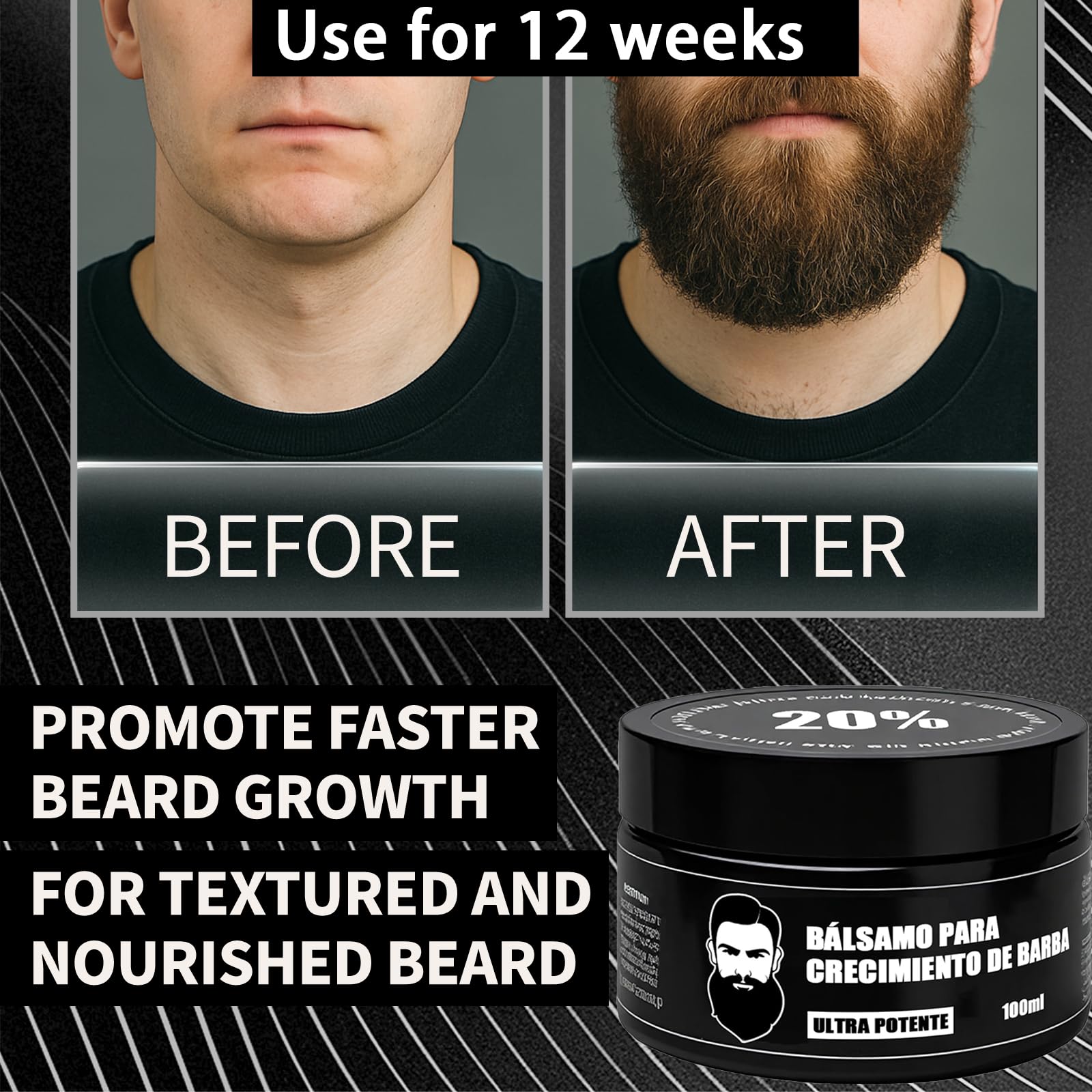 Wdvpue shea butter and argan oil on package nourishing skin and facial hair