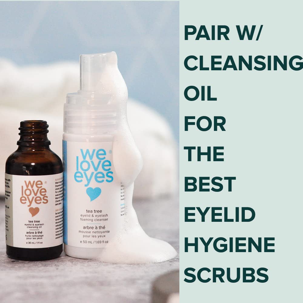 We Love Eyes tea tree eyelid cleanser foam texture aids thorough but mild cleansing