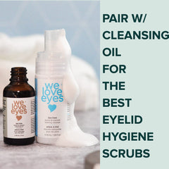 We Love Eyes tea tree eyelid cleanser foam texture aids thorough but mild cleansing