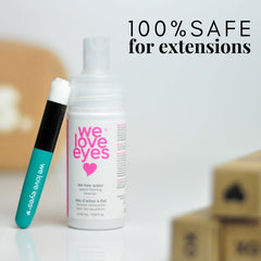 We Love Eyes Tea Tree Water eyelid margin cleanser closeup shows gentle cleansing foam
